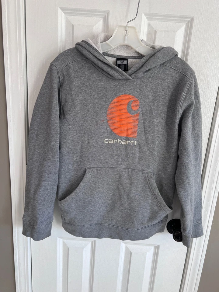 Moletom com capuz CARHARTT Big Kids cinza/laranja algodão tamanho G (14/16) - Imagem 1 de 2