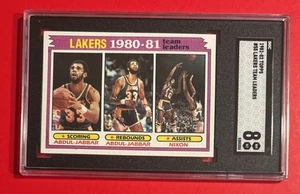 1981-82 Topps #55 Los Angeles Lakers Team Leaders Card Kareem Abdul-Jabbar SGC 8 - Picture 1 of 3