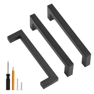 ® 10 Pack 5 Inch Cabinet Handles Matte Black Cabinet Pulls Stainless Steel Dr... - Picture 1 of 7