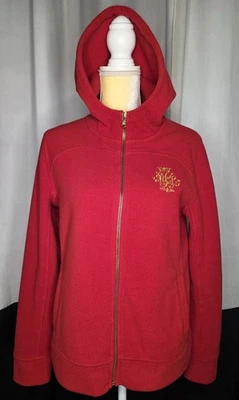 Lauren Ralph Lauren Women's M Red Fleece Zip Up Hoodie Jacket Embroidered Logo - Image 1 of 4