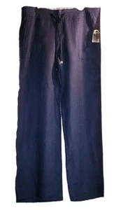 NWT LAUREN Ralph Lauren Womens Linen Wide-Leg Pants Navy Blue Sz 14 BlackLabel - Picture 1 of 22
