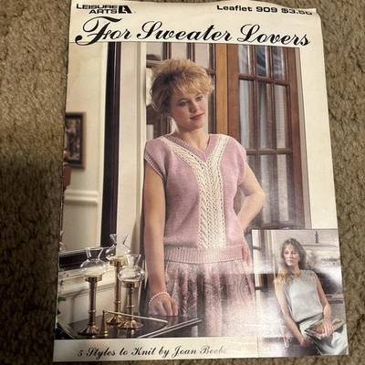 Knit 5 Styles To Knit For Sweater Lovers By Joan Beebe Leisure Arts Leaflet 909 - Image 1 of 2