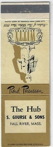 Cubierta de libro de cerillas vintage The Hub Men's Ware S. Gourse & Sons Fall River Mass. . - Imagen 1 de 3