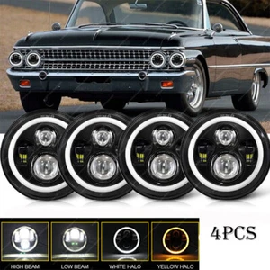 For Ford Galaxie 500 1962-1974 4pcs 5.75" 5-3/4inch Round LED Headlights Upgrade - Picture 1 of 10