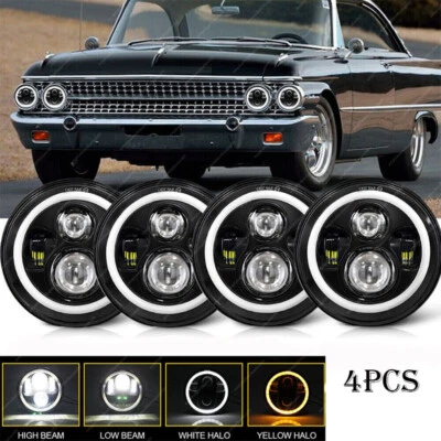 For Ford Galaxie 500 1962-1974 4pcs 5.75" 5-3/4inch Round LED Headlights Upgrade - Image 1 of 4