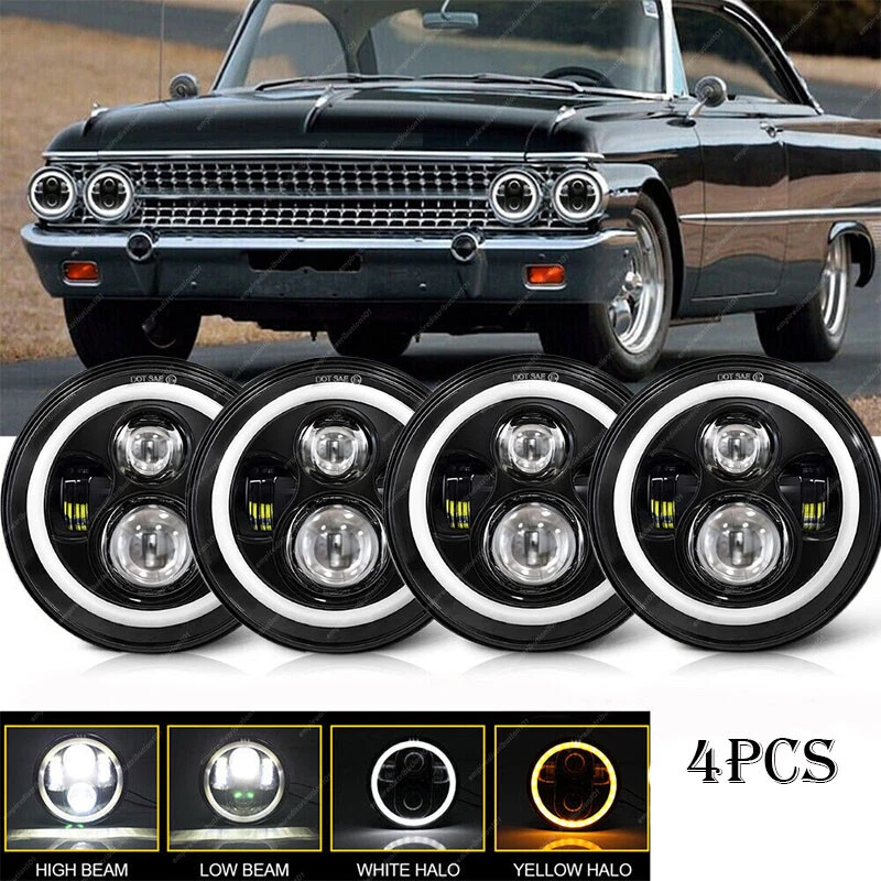 For Ford Galaxie 500 1962-1974 4pcs 5.75" 5-3/4inch Round LED Headlights Upgrade - Image 1 of 4