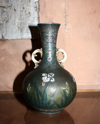 Rare ancien vase Japon faience Meiji céramic décor émaillé - Photo 1/4