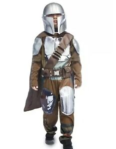 Disney Deluxe Boys Star Wars Mandalorian Costume With Helmet Size 4 NEW 3pcs