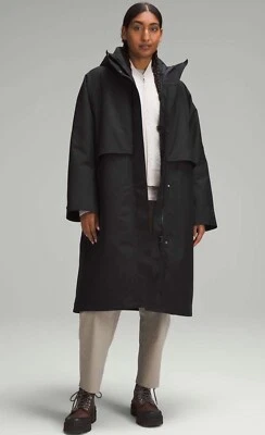 Chaqueta Abrigo Lululemon 3 en 1 Aislante Lluvia Parka Talla 10 Negra $498 Minorista Foto 1 de 4