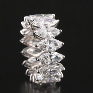 Platinum 9.80 CTW Lab Grown Diamond Eternity Band Size 6.75 - Picture 1 of 7