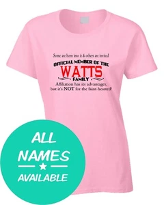 T-shirt donna cognome membro squadra regalo nome famiglia clan cosa riunione personalizzata - Foto 1 di 5