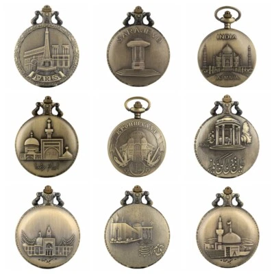 Steampunk Quartz Analog Pocket Watch Lot with Necklace Chain Gifts for Men Women - Image 1 of 4