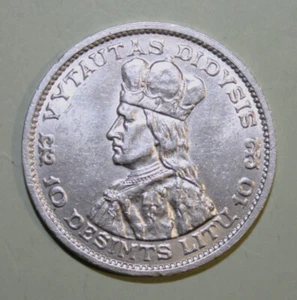 S3 -Lithuania 10 Litu 1936 Choice Uncirculated Silver Coin - Vytautas the Great - Picture 1 of 2