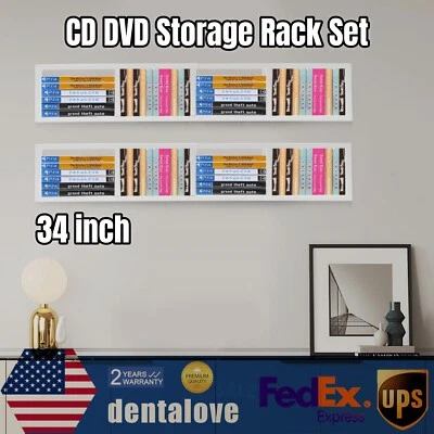 Estantes de Almacenamiento para Pared, Juego de Estantes de Almacenamiento de CD DVD, Organizador de Videojuegos de 34 Pulgadas Foto 1 de 4