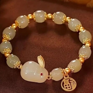 1pc Cute Bunny Charm Glass Bracelet - Imagen 1 de 1