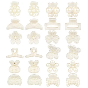 24 Stck. Mini Perlen Haarkralle Clips, Blume Schmetterling Sonnenblume Süß Pony Clips - Bild 1 von 7