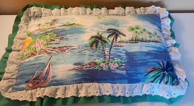 复古手工热带夏威夷提基枕头 15x24 — 第 1/4 张图片