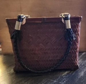 Vintage Bamboo Handbag With Handles And Draw String Inside Closure - Picture 1 of 4