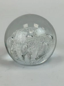 Vintage Sphere Hand Blown 2" Clear Glass Paperweight Bubble Effect Round Ball - Picture 1 of 2