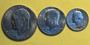 U.S. 1976 Bicentennial Coin Set - Dollar, half-dollar, quarter - Picture 1 of 2