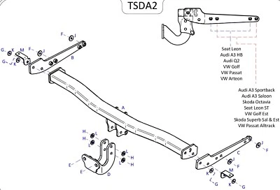Barra de remolque automotriz con brida fija Towtrust para Seat Leon Hatchback 2020 en adelante Foto 1 de 4