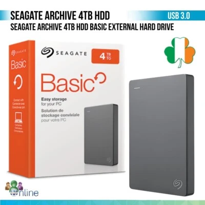 Seagate Archive 4TB HDD Basic External Hard Drive Silver Features 4000GB USB 3.0 - Image 1 of 4