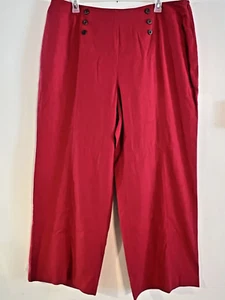 Cato size 22W Women’s Red Linen Blend Contemporary Side Zip Wide Leg Pants NWT - Picture 1 of 6