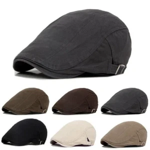 Newsboy Drivers Cap Beret Hat Men Women Flat Caps Cotton Plain Outdoors, Classic - Picture 1 of 18