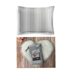 Martha Stewart Collection Kissenhülle Baumwollstreifen Flanell Standard schamgrau - Bild 1 von 7