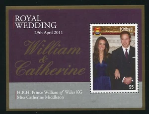 Kiribati 982 Wedding of Prince Wlliam Souvenir Stamp Sheet 2011 MNH - Picture 1 of 4