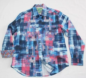 Camisa Informal Robert Graham Bordada XL X-LARGE Calce Clásico Geométrico Azul Rojo - Imagen 1 de 12