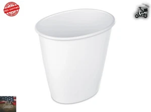 1.5 GALLON PLASTIC TRASH CAN Small Narrow Oval Garbage Bin Waste Basket White US - Picture 1 of 5