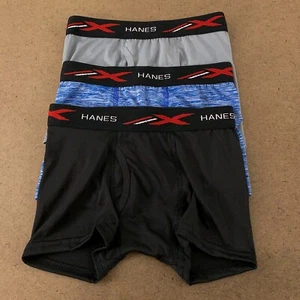 Hanes Premium Boys Size Small Black Blue Gray X-Temp Boxer Briefs 3 Pack New - Picture 1 of 5