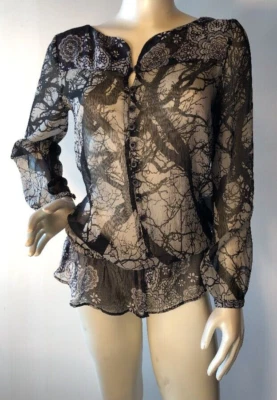 Blusa Camponesa Transparente Desigual Tamanho M Artes Para Usar Bin-N - Imagem 1 de 4