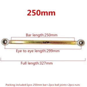 Tie Rod 250mm/9.84In Steering Linkage M10x1.50 Ball Joints Left+Right Thread Kit - Picture 1 of 14