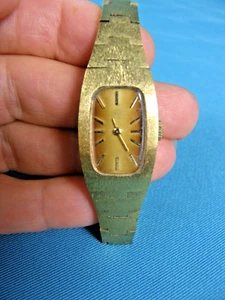 Vntg Bucherer Plaque 6.10 GOLD PLATE Ladies Wristwatch Swiss 17 jewels OVERWOUND - Picture 1 of 14