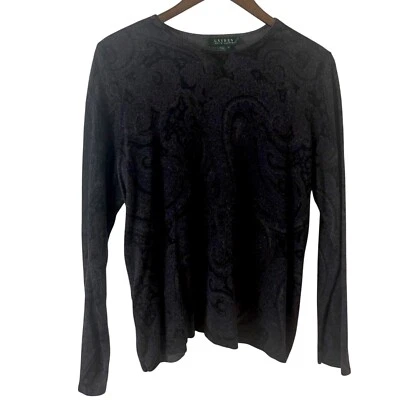 Suéter LAUREN RALPH LAUREN Mujer Cachemira Seda 1X Paisley Preppy Clásico Ligero Foto 1 de 4