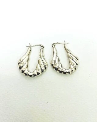 Puffy Bell Flower Shape Hoop Earrings 925 Sterling Silver, Handmade Earrings — 第 1/4 张图片