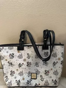 Disney Dooney & and Bourke Christmas Holiday Winter Mickey Castle Tote - Picture 1 of 5