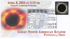 24-052, 2024, Total Eclipse 2024,  Event Cover, Pictorial Postmark, Peninsula OH - Picture 1 of 1