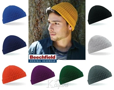 Trawler Beanie Wooly Knitted Fisherman Hat Beechfield Retro Vintage Style Ski