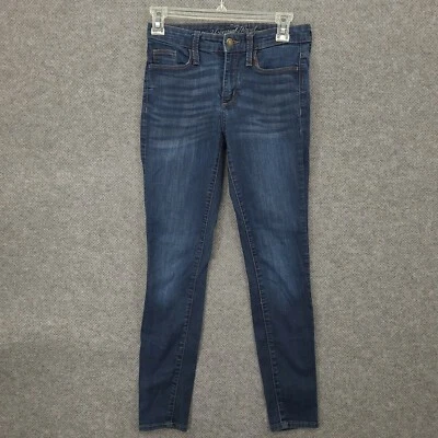 Женские джинсы с универсальной нитью размер 00/24R с высокой талией узкие джинсовая ткань хлопковая смесь - Изображение 1 из 4