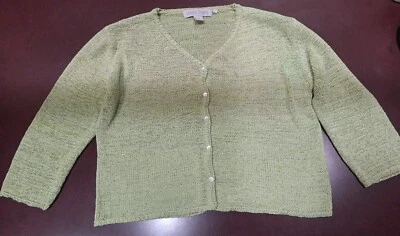 Cárdigan suéter chaqueta para mujer Nomadic Traders grande verde claro con botones Foto 1 de 4