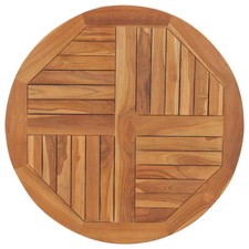 vidaXL Teak Massiv Tischplatte Rund 2,5cm 80cm Massivholzplatte Holzplatte
