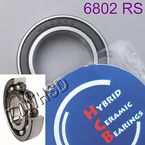 6802 2RS Si3N4 Ceramic Ball Bearing Rubber Sealed 61802 Bike Parts 15 x 24 x 5mm - Picture 1 of 1