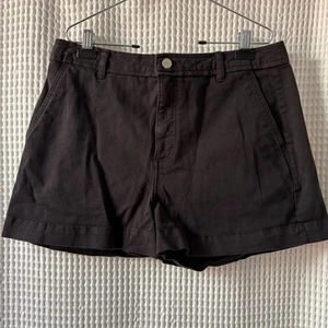 NEU ohne Etikett Everlane Baumwoll-Twill-Shorts schwarz Größe 16 minimalistisch Bio - Bild 1 von 6