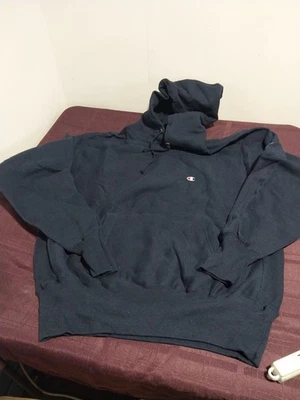Sudadera con Capucha Vintage Años 80 Champion Tejido Inverso Azul Marino XL Foto 1 de 4