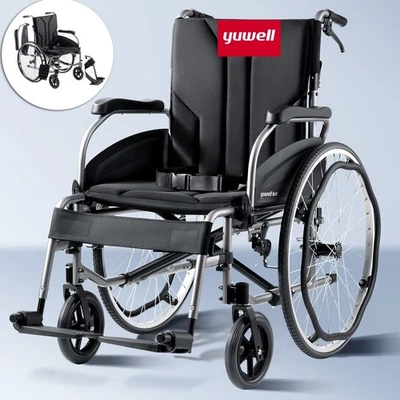 Yuwell H065C Lightly Folding Transport Manual Wheelchair for Adults w/ 19" Seat - Image 1 of 4