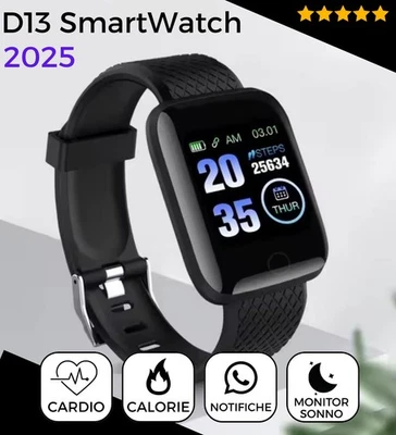 SMARTWATCH 2025 per ANDROID UOMO DONNA notifiche APP FITNESS NUOVO MONITOR SONNO - Immagine 1 di 4