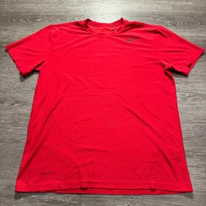 Nike Shirt Herren Medium Rot Swoosh Logo Running Performance Outdoor Tee Freizeit - Bild 1 von 8